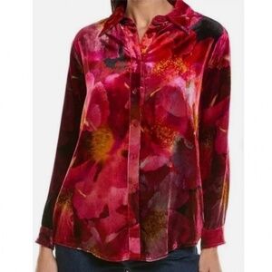 NWT Johnny Was Ruby Bloom Velvet Button Down Shirt Size XS Silk Blend NEW W TAGS